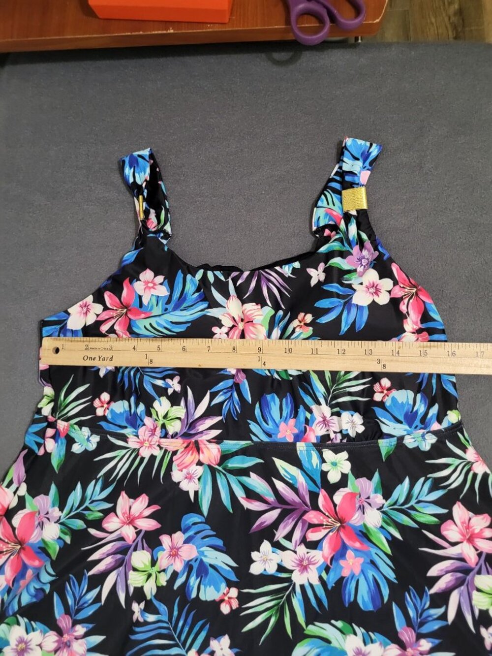 TALISEA Women's SZ XL Tankini Top Built in Shelf Bra Adjustable Straps Floral - Picture 5 of 8